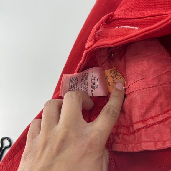 Mother Looker Ankle Fray Skinny Jeans Women's 26 Red Distressed Raw Ankle Pants - Picture 11 of 15